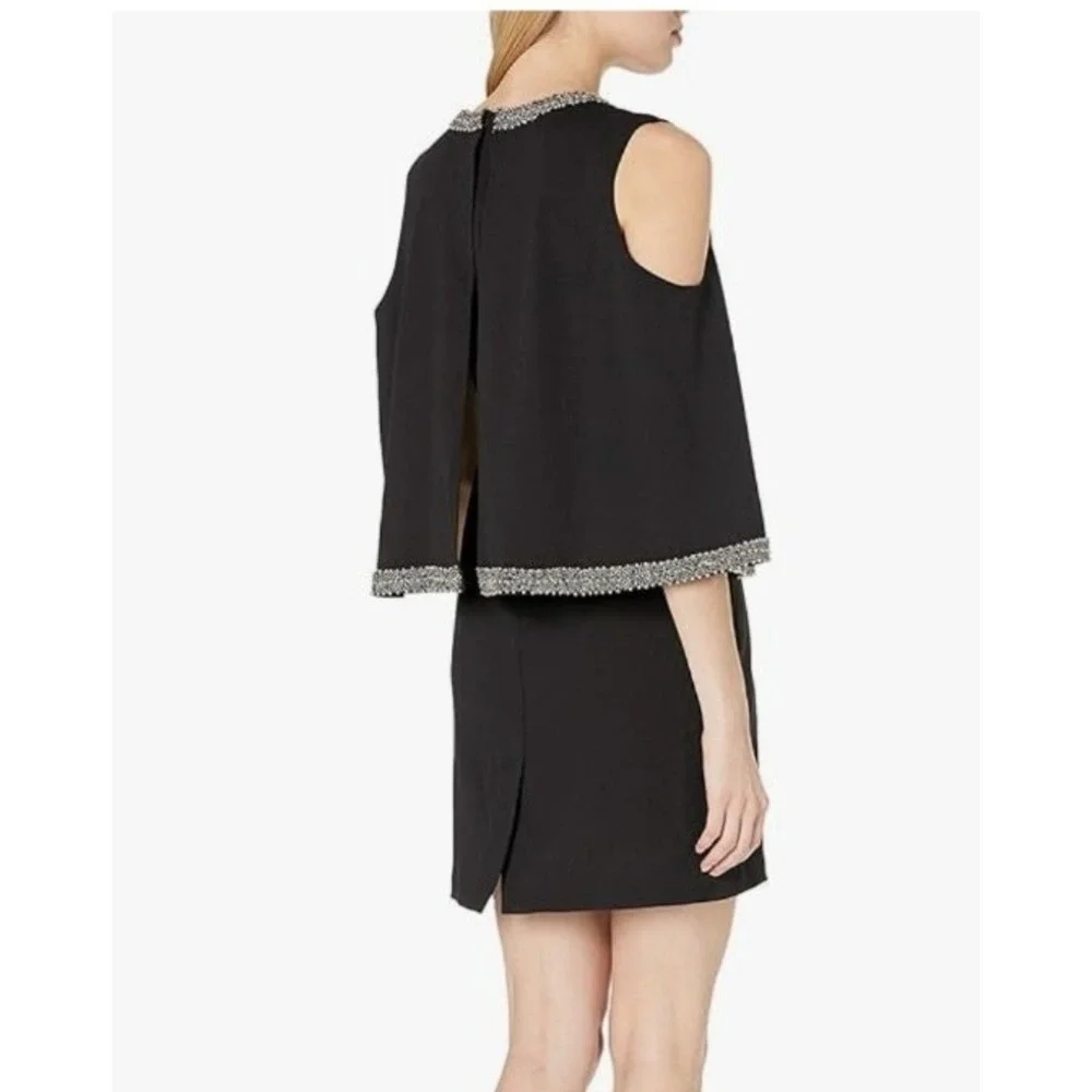 Adrianna Papell NWT Womens Black Crepe Cold Shoulder Cape Sheath Dress Sz‎ 14W